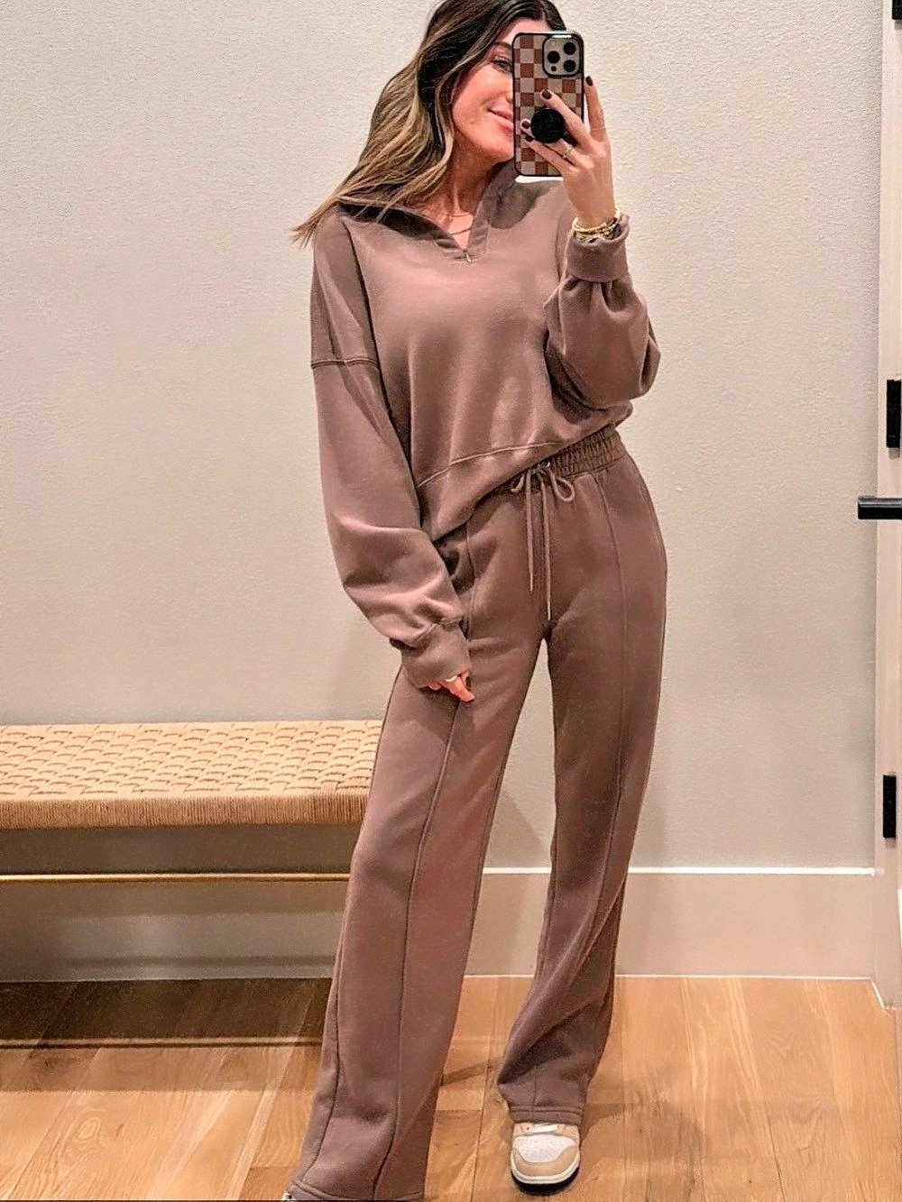 Abercrombie & Fitch x Jen Reed Sister Studio Soft AF Collection Brown Jogger Set